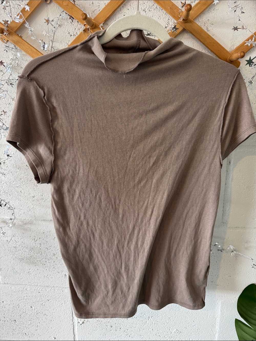 Free People mock neck ribbed tee